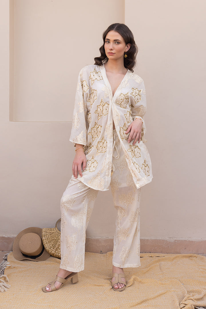 Off-white Ivory Boho Cord Set by Label Reyya - view 3