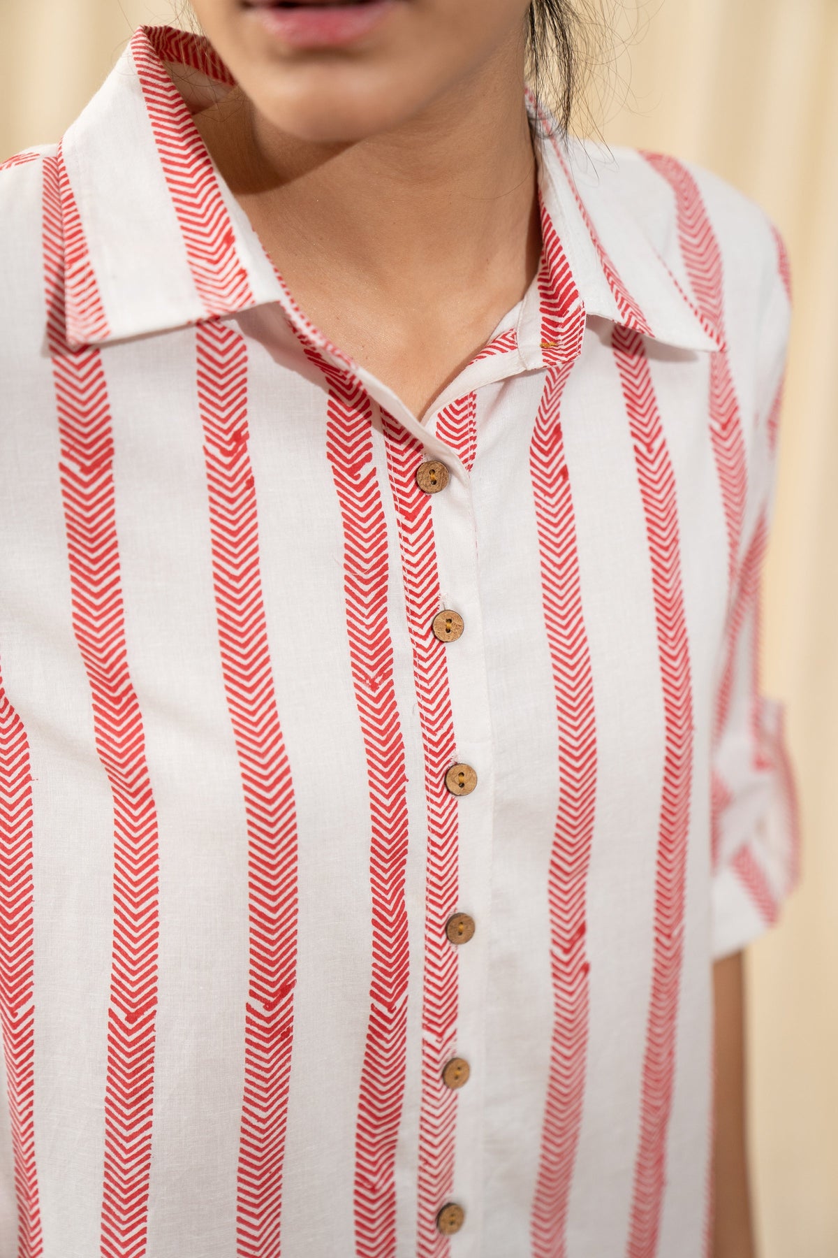 Red And White Stripe Shirt Dress