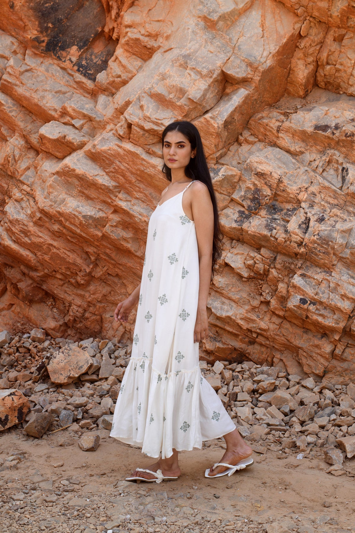 Off white Strappy Maxi by Kapraaha - view 3
