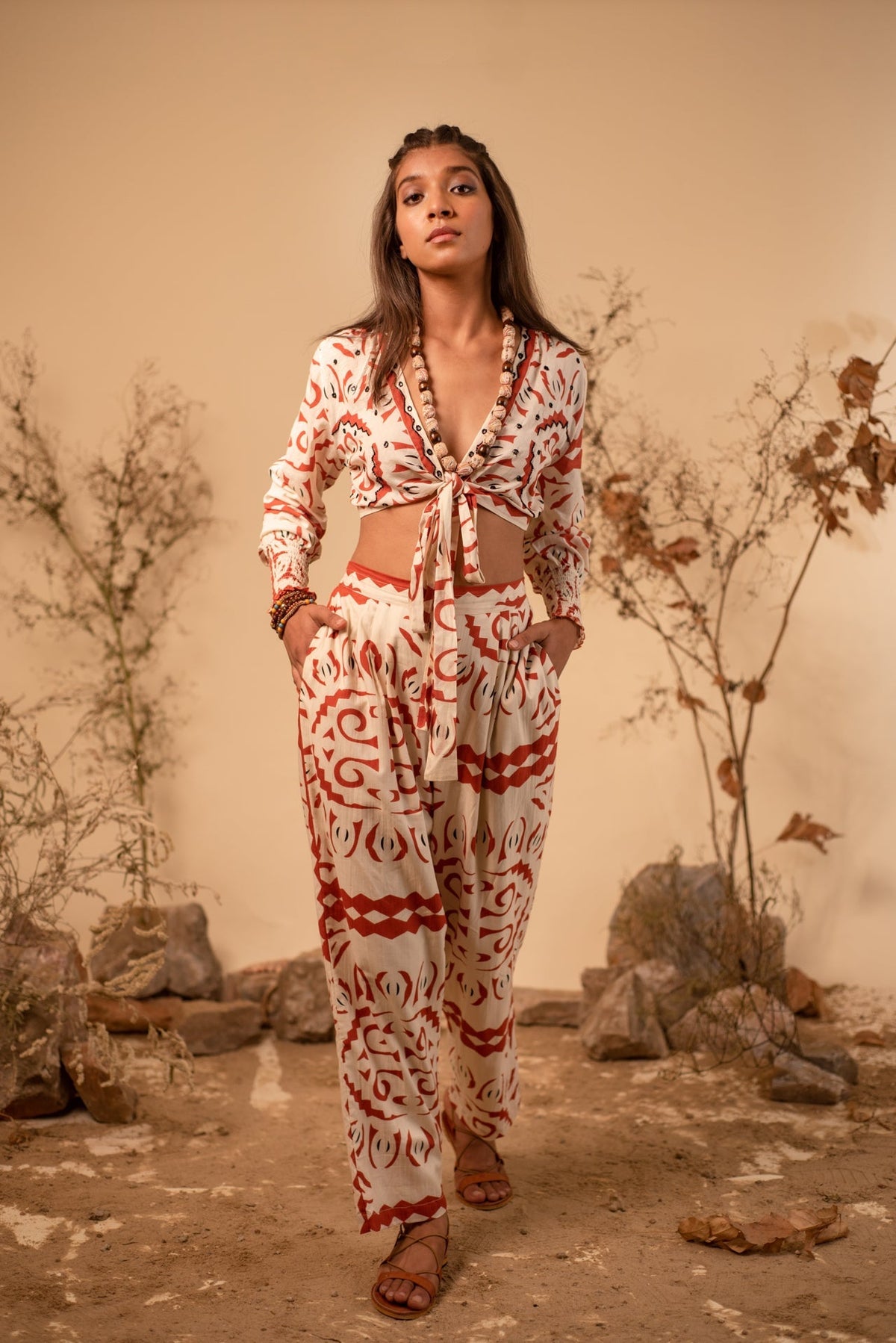 Rust Tribal Co-ord Set (Set of 2) — Red