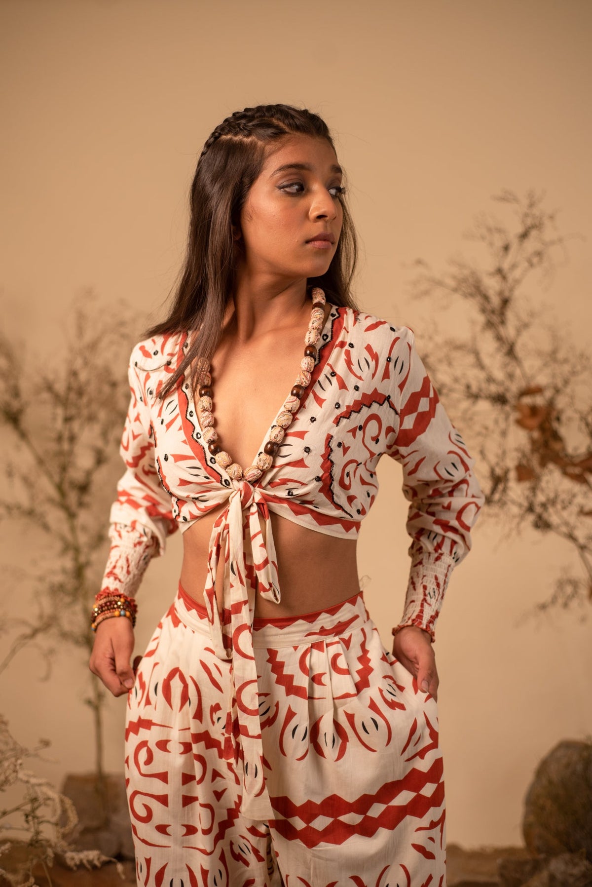 Rust Tribal Co-ord Set (Set of 2) by Label Reyya - view 3