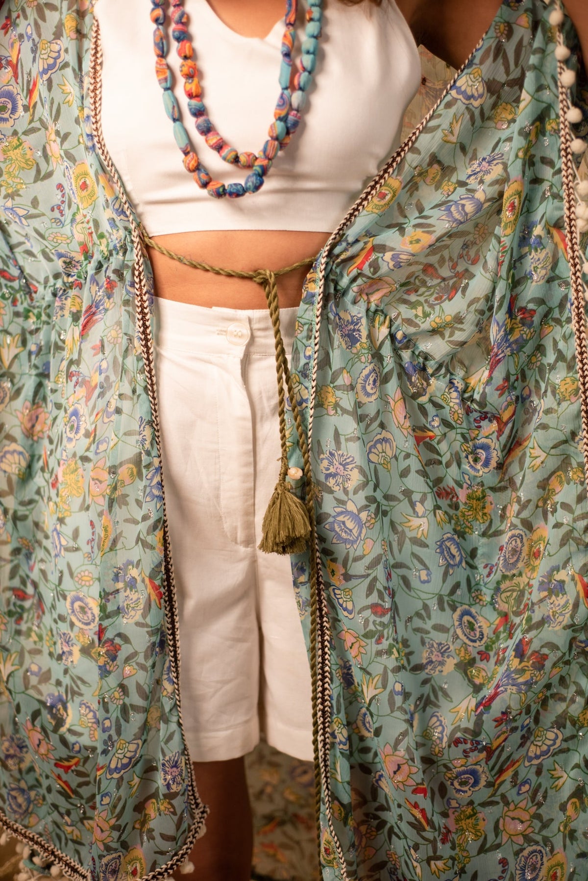 Green Floral Printed Kaftan by Label Reyya - view 5