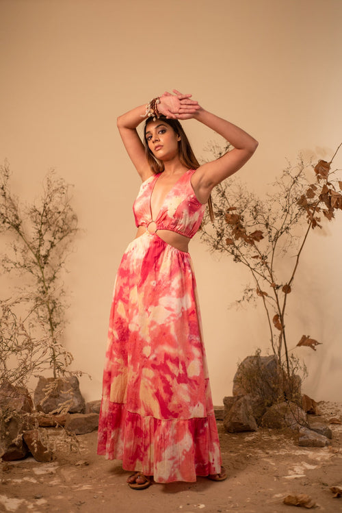 Tie-Dye Ring Tiered Maxi Dress by Label Reyya - view 1