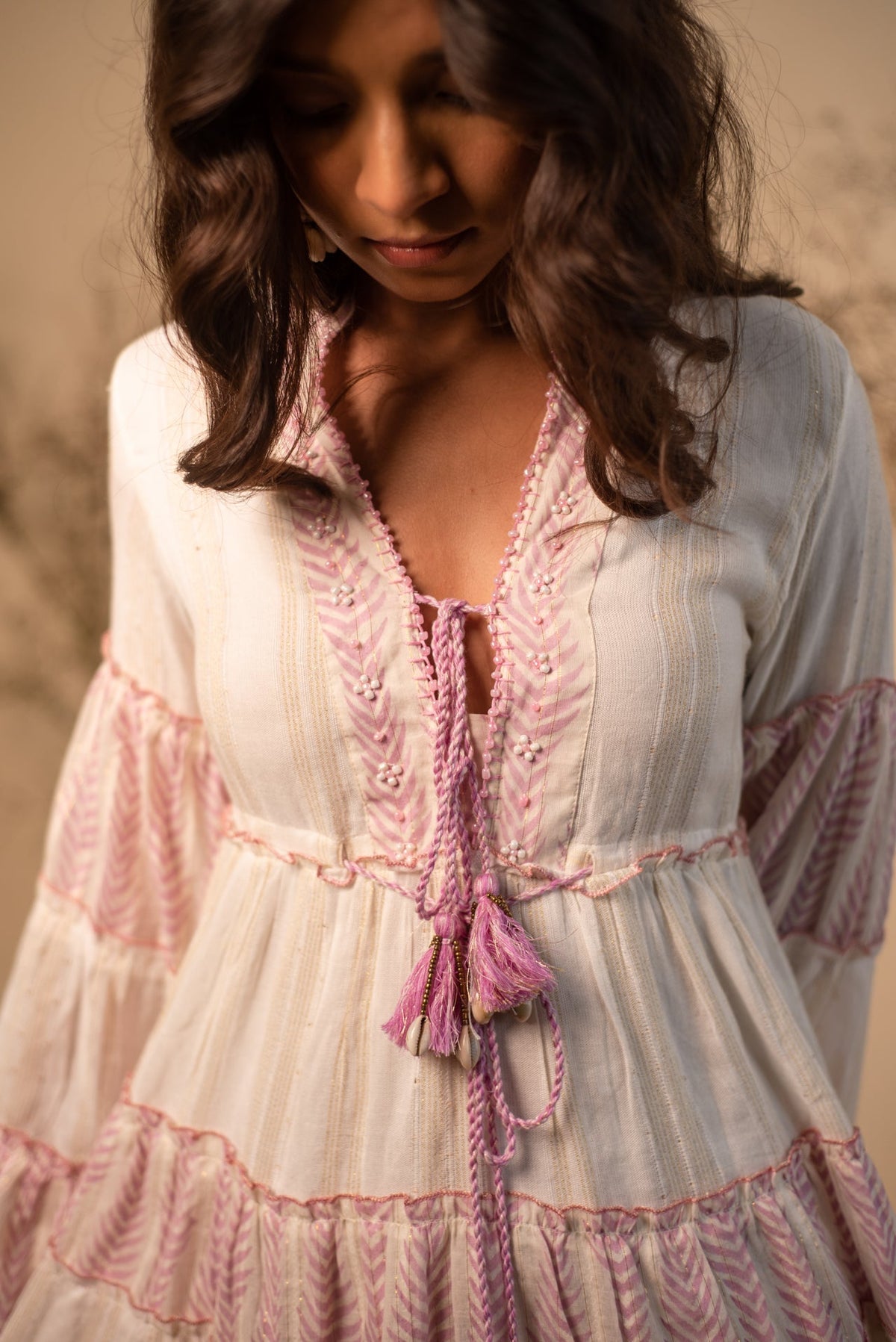 Lavender & White Shell Dress — Pink