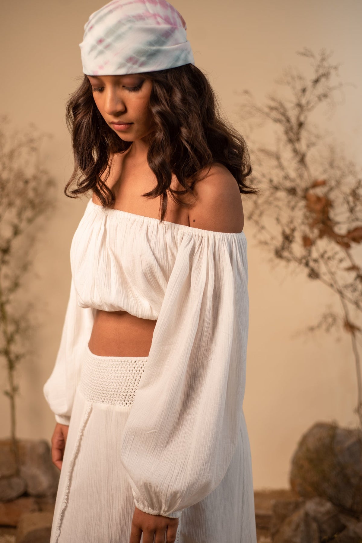 White Solid Summer Co-Ord Set (Set of 2) by Label Reyya - view 5