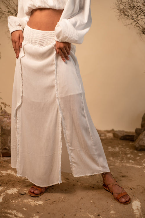 White Skirt  With Slits by Label Reyya - view 1