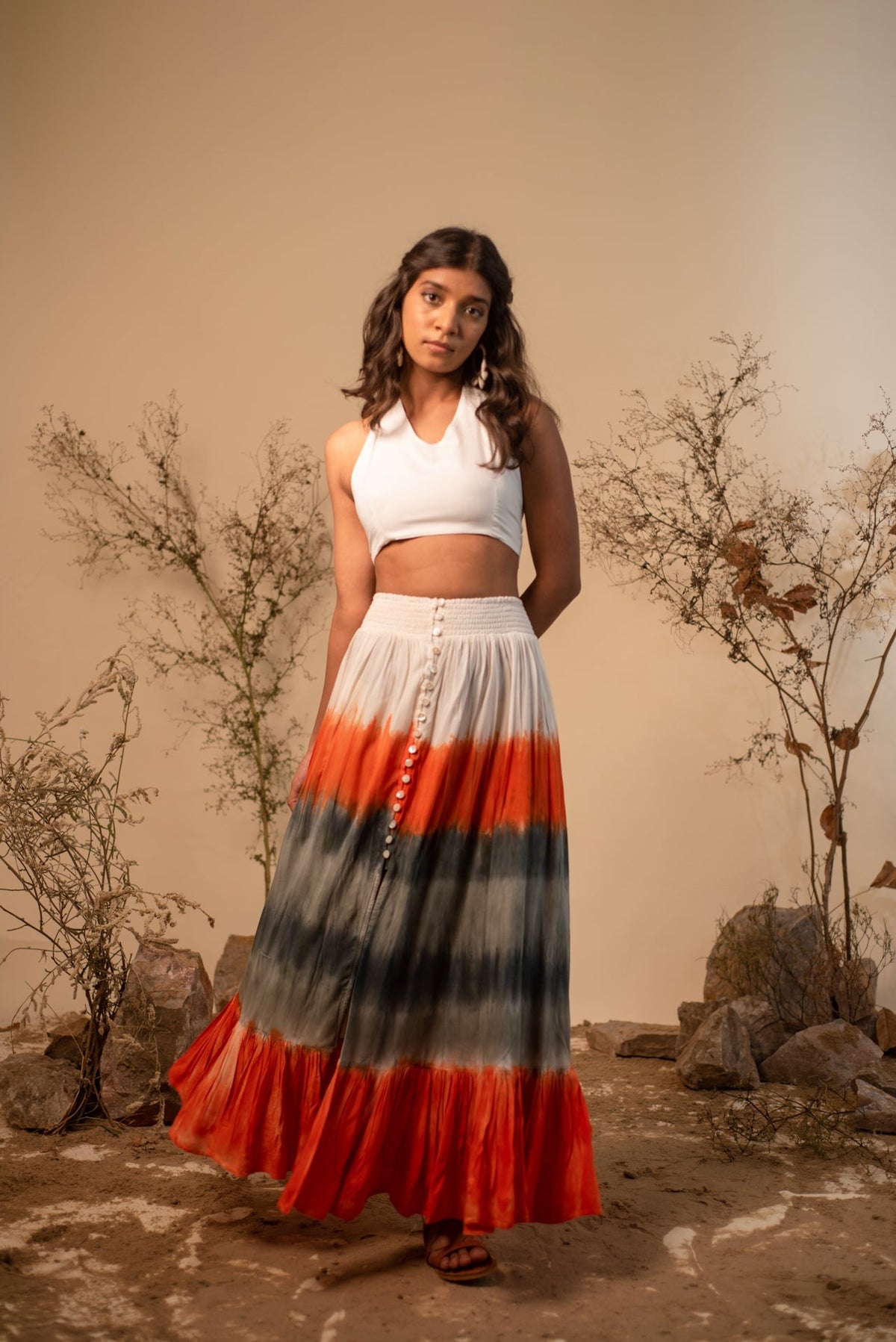 Halter Neck Top And Tie-Dye Skirt Co-Ord Set (Set of 2) by Label Reyya - view 3