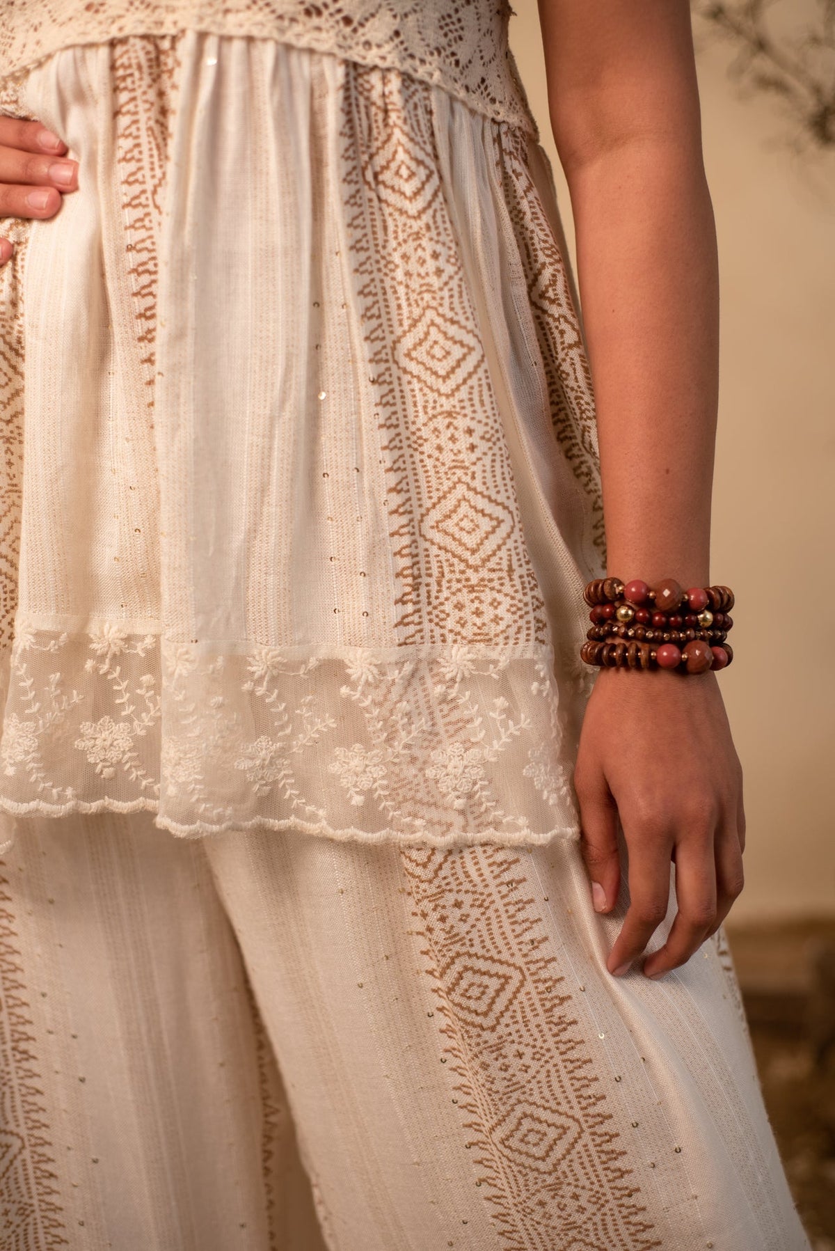 Boho off white lace co-ord set (Set of 2) by Label Reyya - view 6