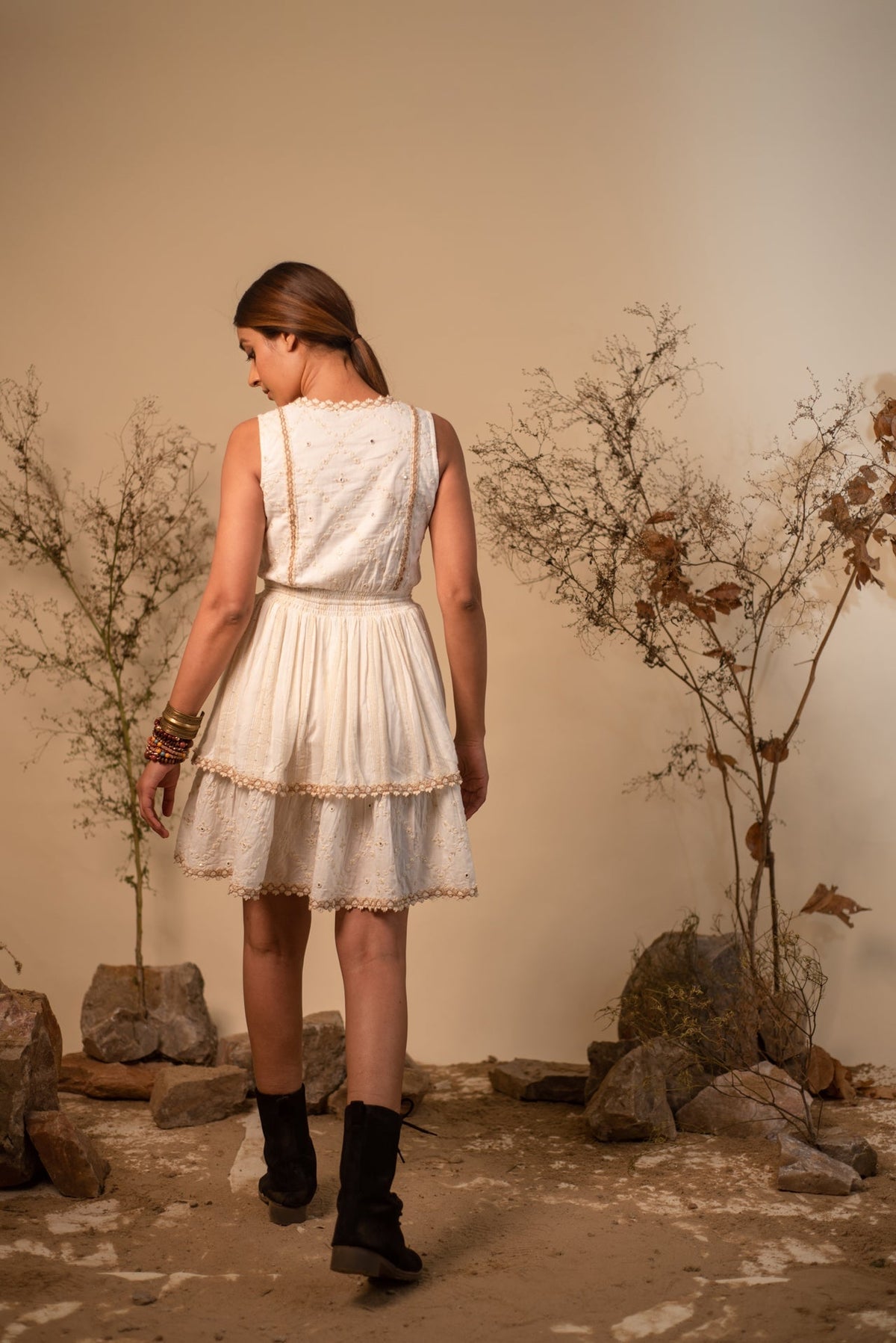 Off-White Sleeveless Cross Dress — Off White