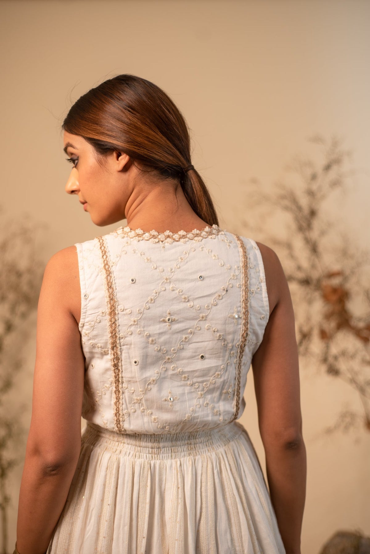 Off-White Sleeveless Cross Dress by Label Reyya - view 6