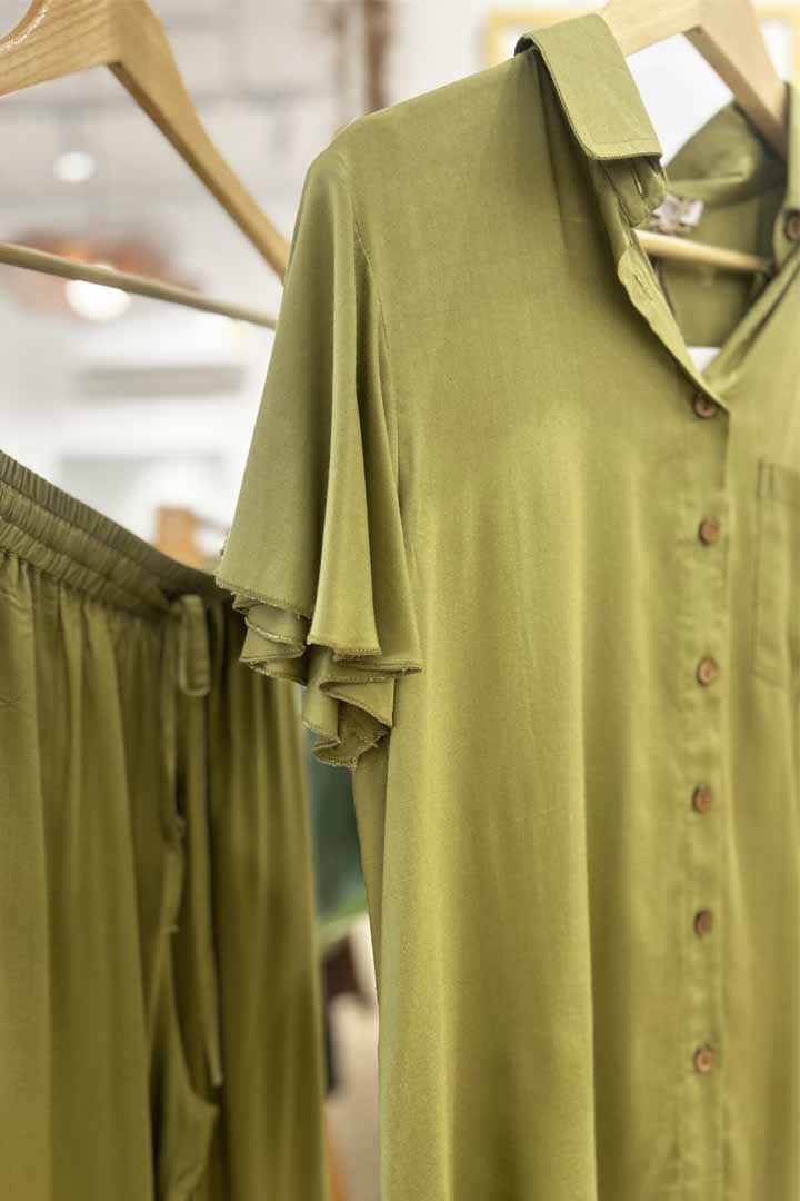 Solid Sage Green Boho Cord set by Label Reyya - view 5