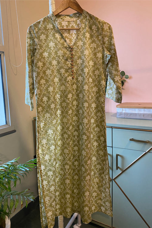 Green Floral Cotton Tunic by Kapraaha - view 1