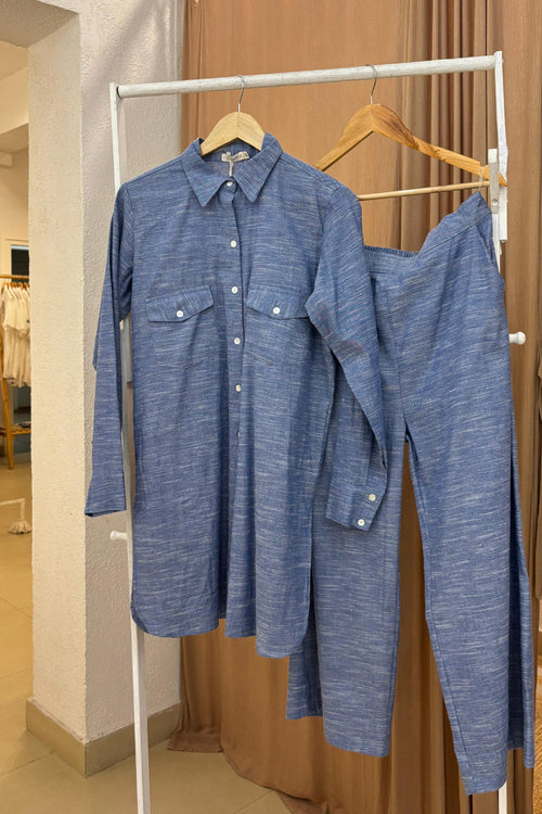 Blue Cotton Co-ord Set by Kapraaha - view 1