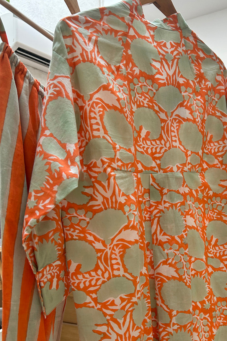 Orange Floral Cotton Tunic Co-Ord Set (Set of 2)