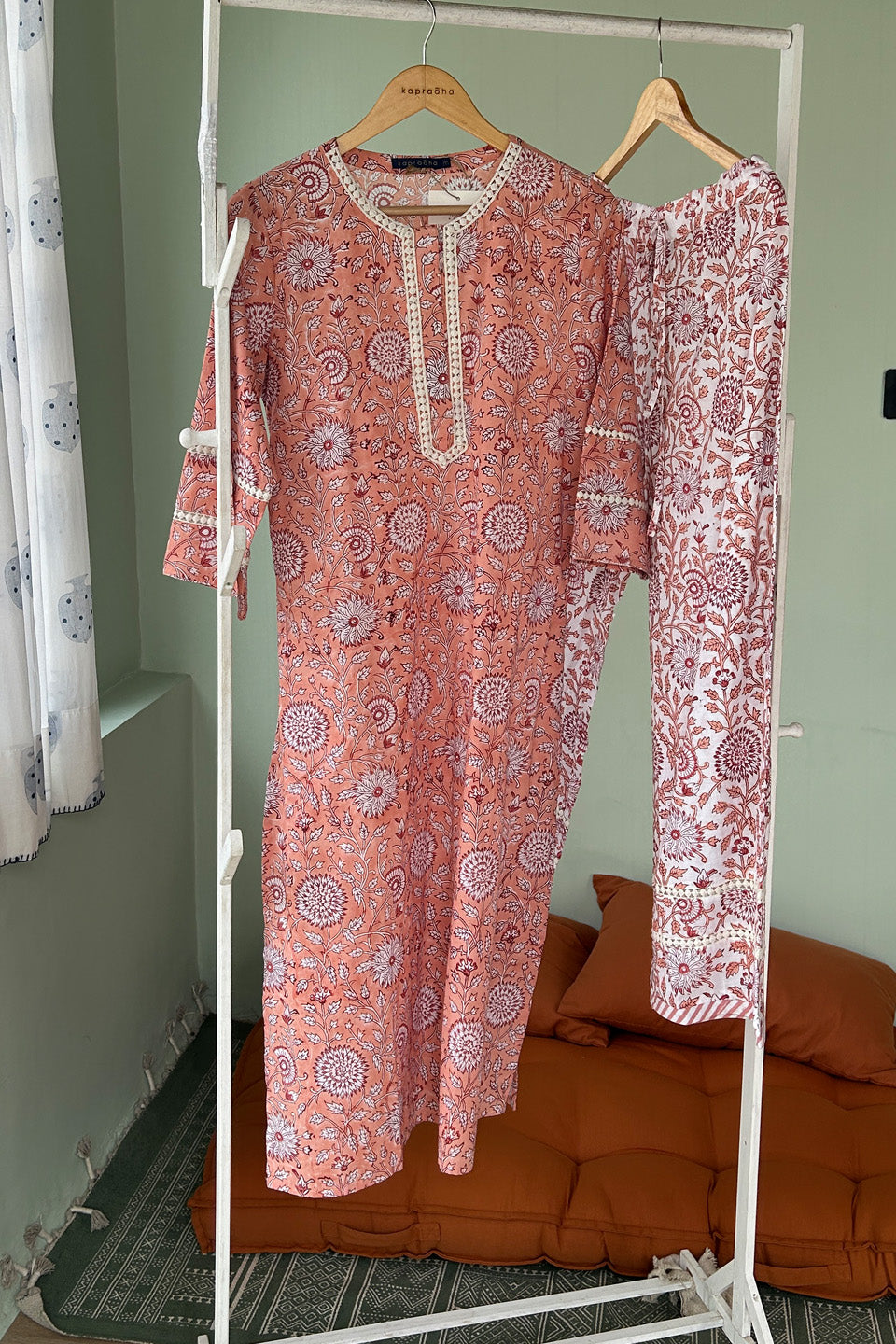Peach Cotton Tunic (Set of Two) by Kapraaha - view 8