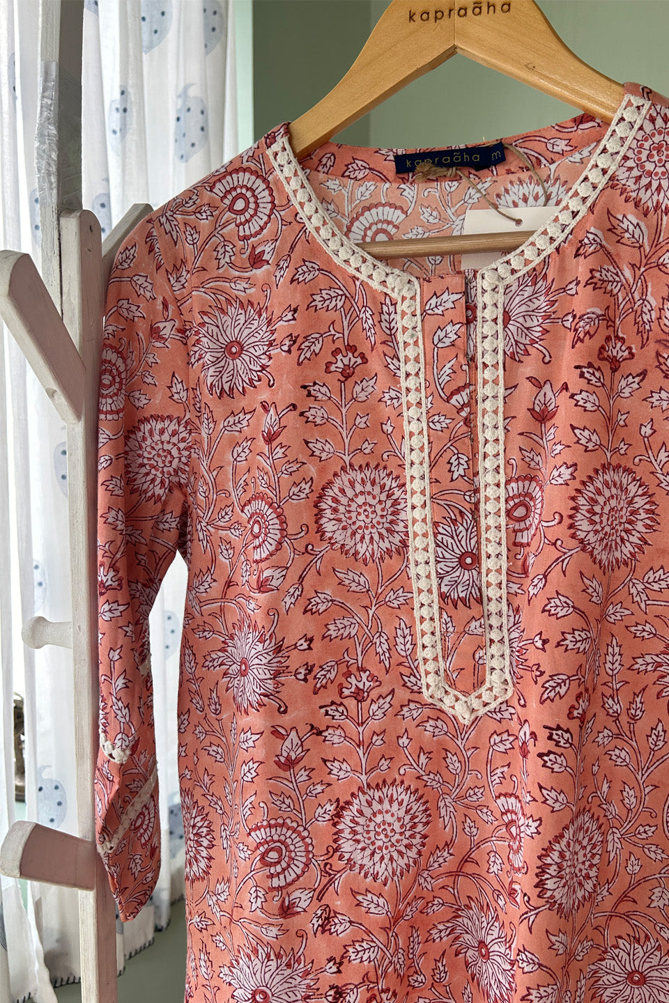 Peach Cotton Tunic (Set of Two) by Kapraaha - view 7