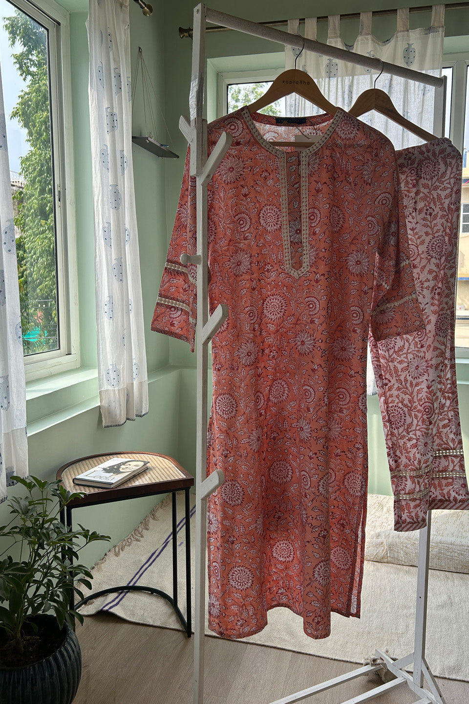 Peach Cotton Tunic (Set of Two) by Kapraaha - view 6