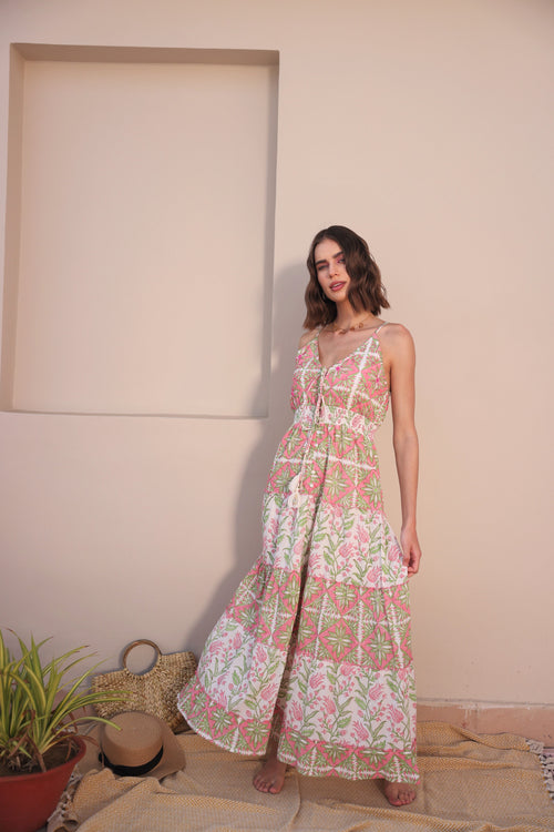 Foral Print V-neck Maxi Dress by Label Reyya - view 1