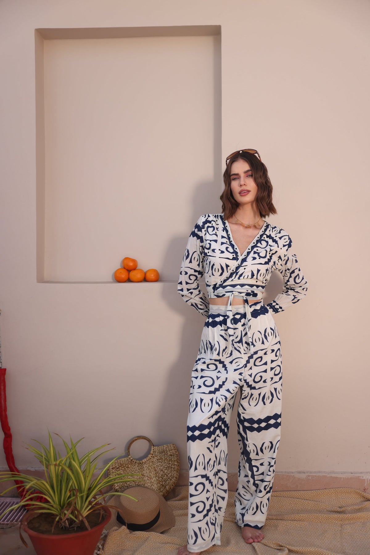 Navy Tribal Co-ord Set (Set of 2) — Blue