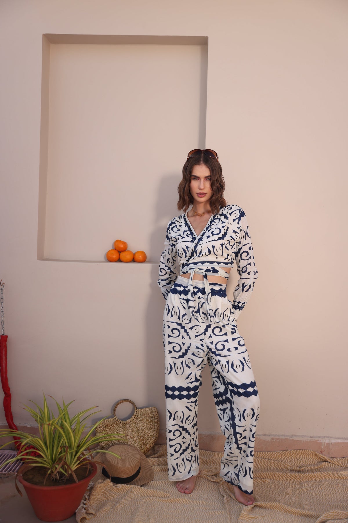 Navy Tribal Co-ord Set (Set of 2) — Blue