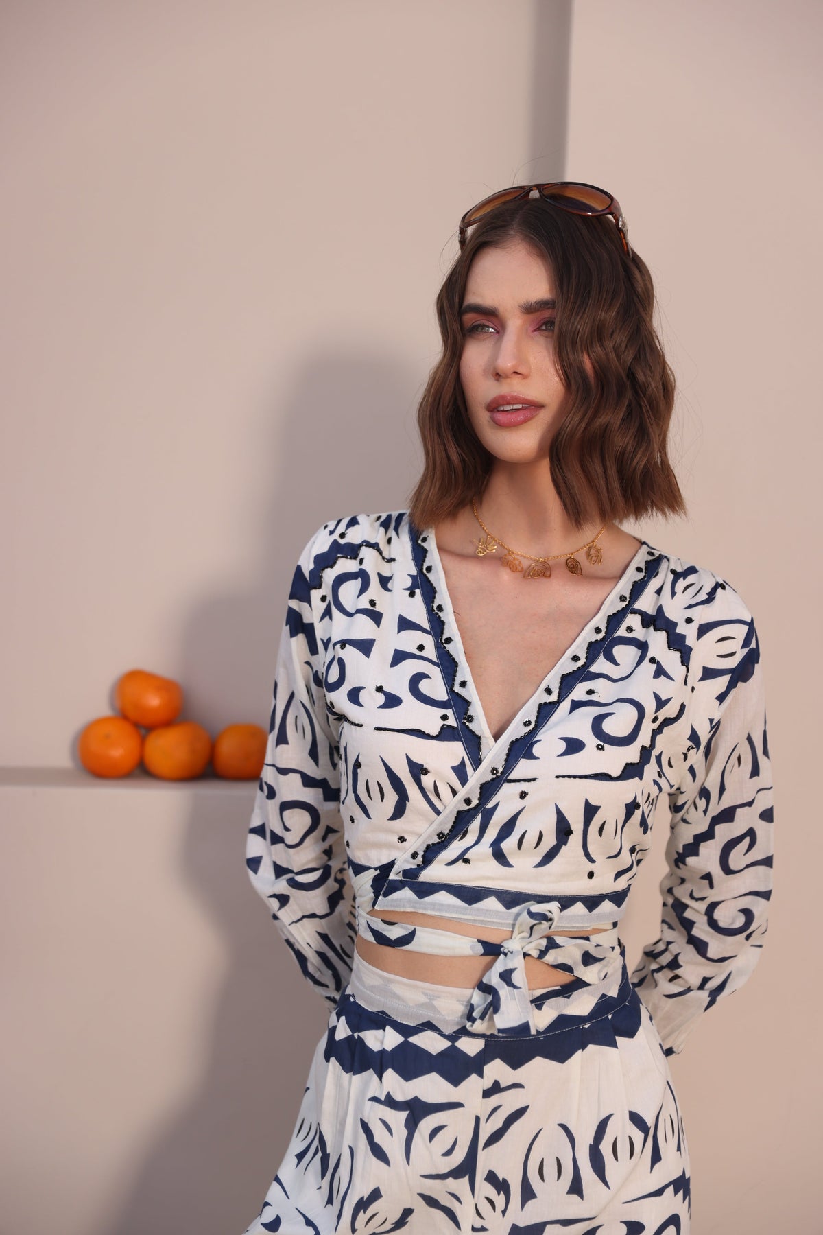 Navy Tribal Co-ord Set (Set of 2) by Label Reyya - view 3