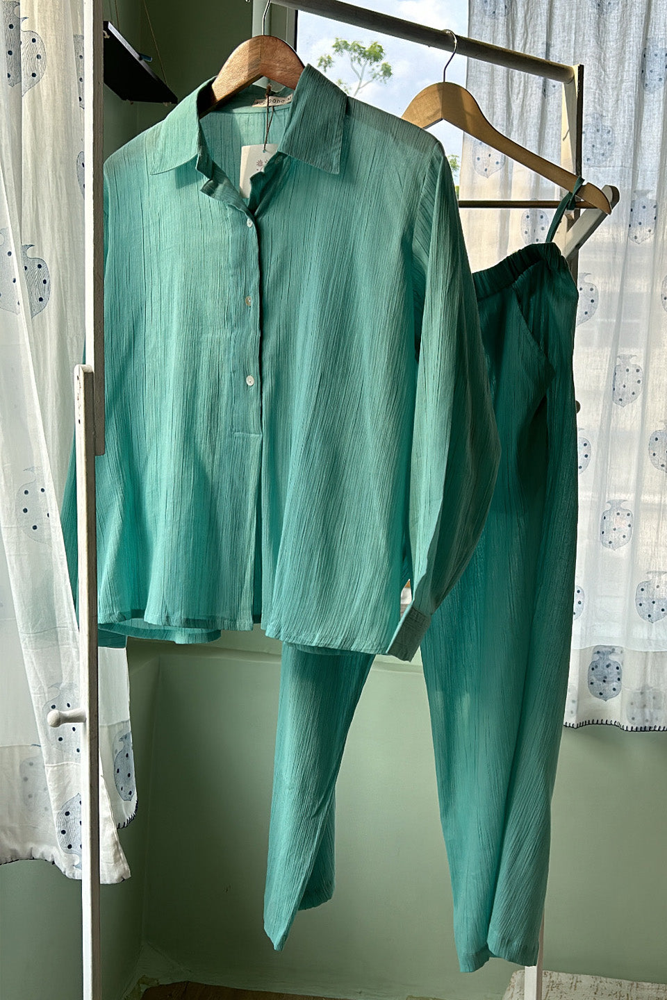 Mint Blue Solid Co-ord Set (Set of 2)
