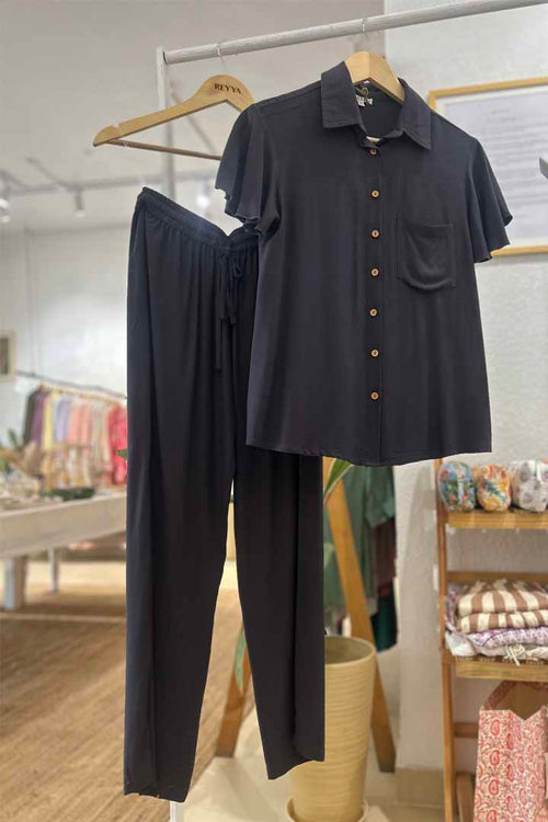 Solid Grey Boho Cord set by Label Reyya - view 1
