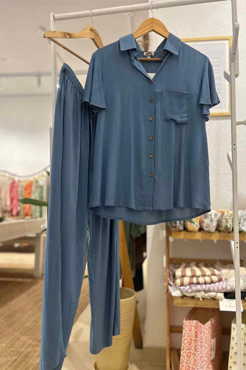 Solid Blue Boho Cord set by Label Reyya - view 1
