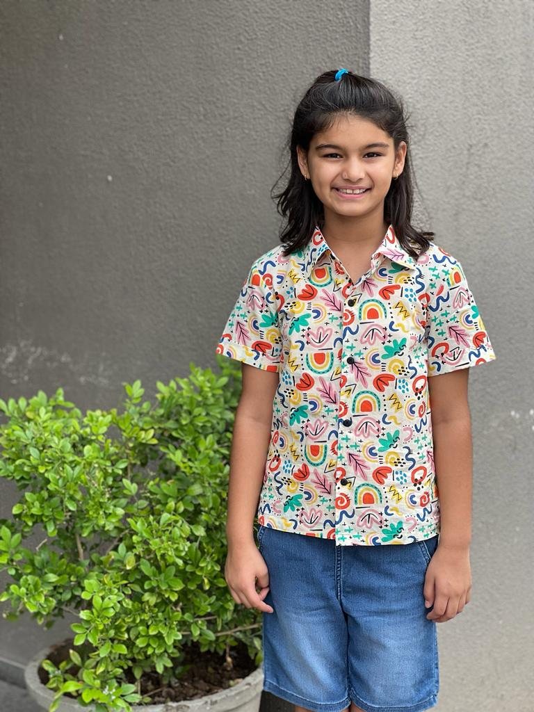 Basic Tribe Soul Surfer Abstract Printed Cotton Shirt for Boys — Abstract multicolour
