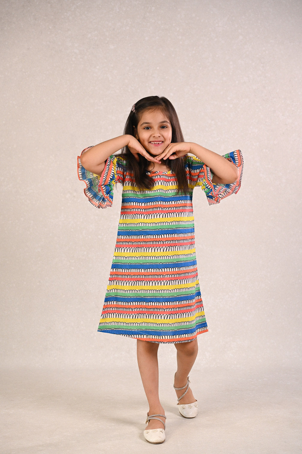Basic Tribe Carnival Swirl Print Cotton Dress for Girls