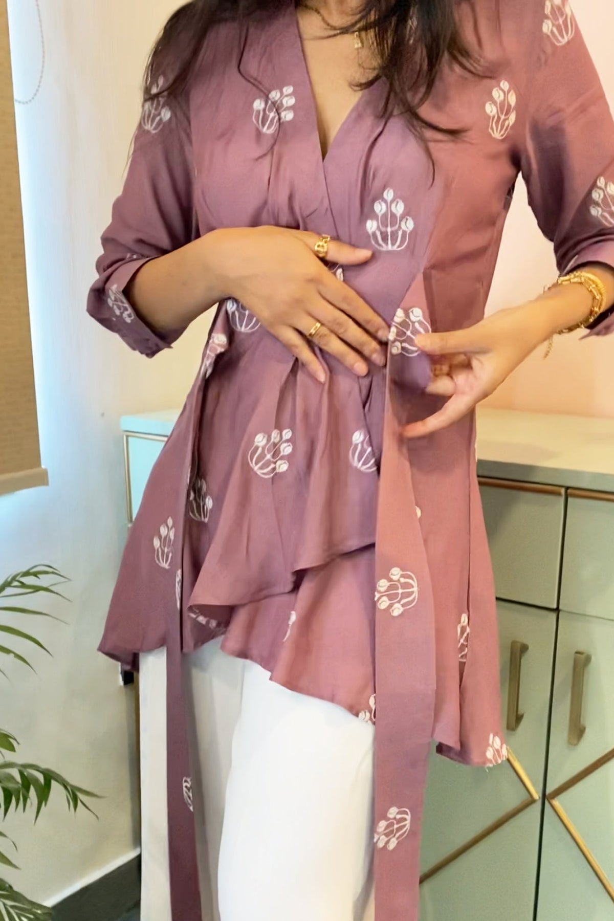 Purple Embroidered Wrap Top by Kapraaha - view 6