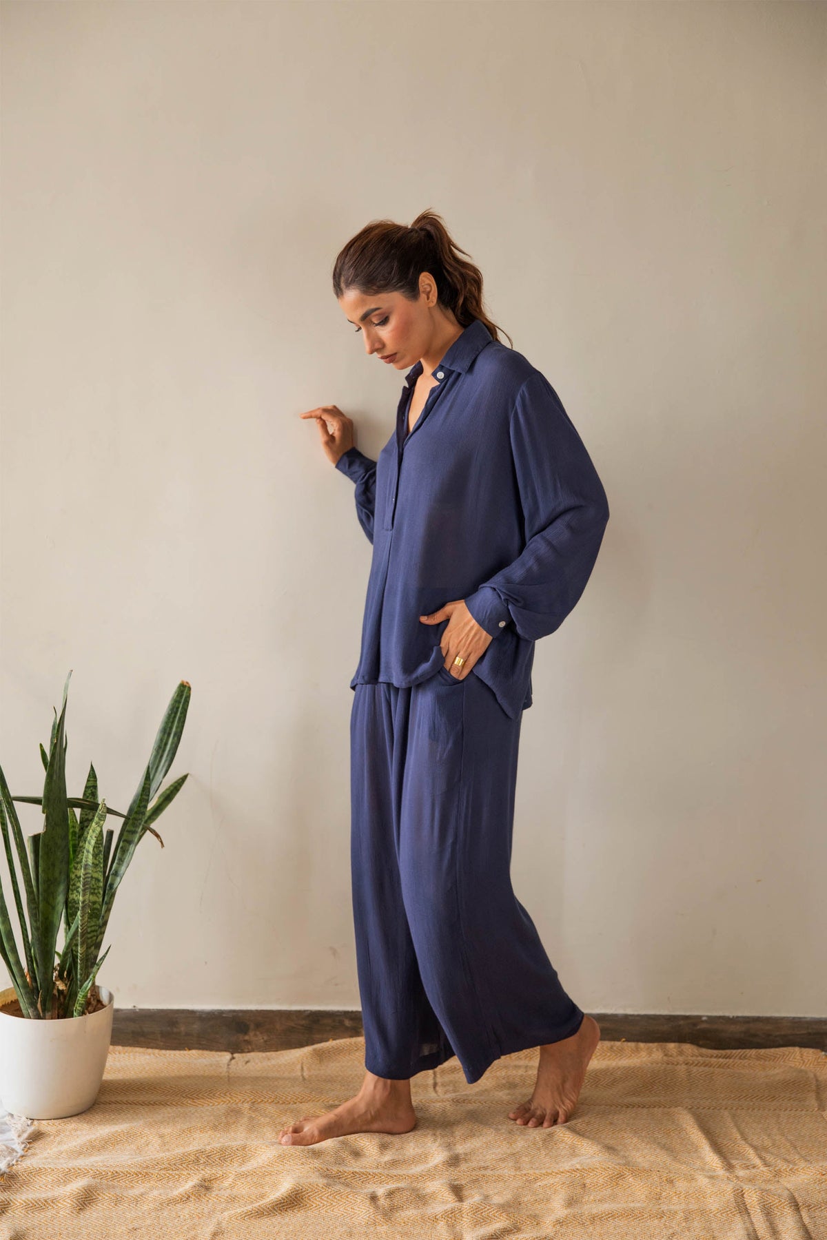Navy Solid Co-ord Set (Set of 2)