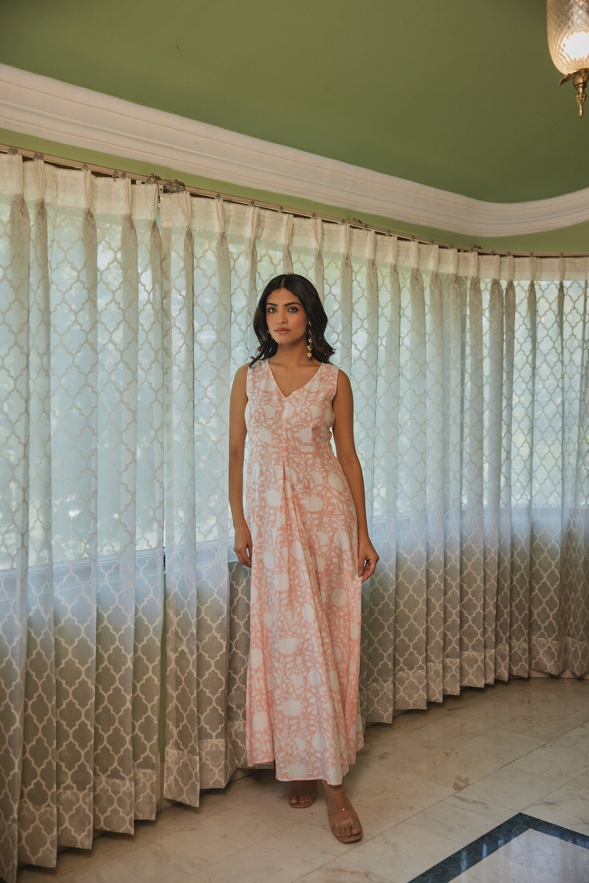 Peach Maxi Dress with Jacket by Kapraaha - view 9