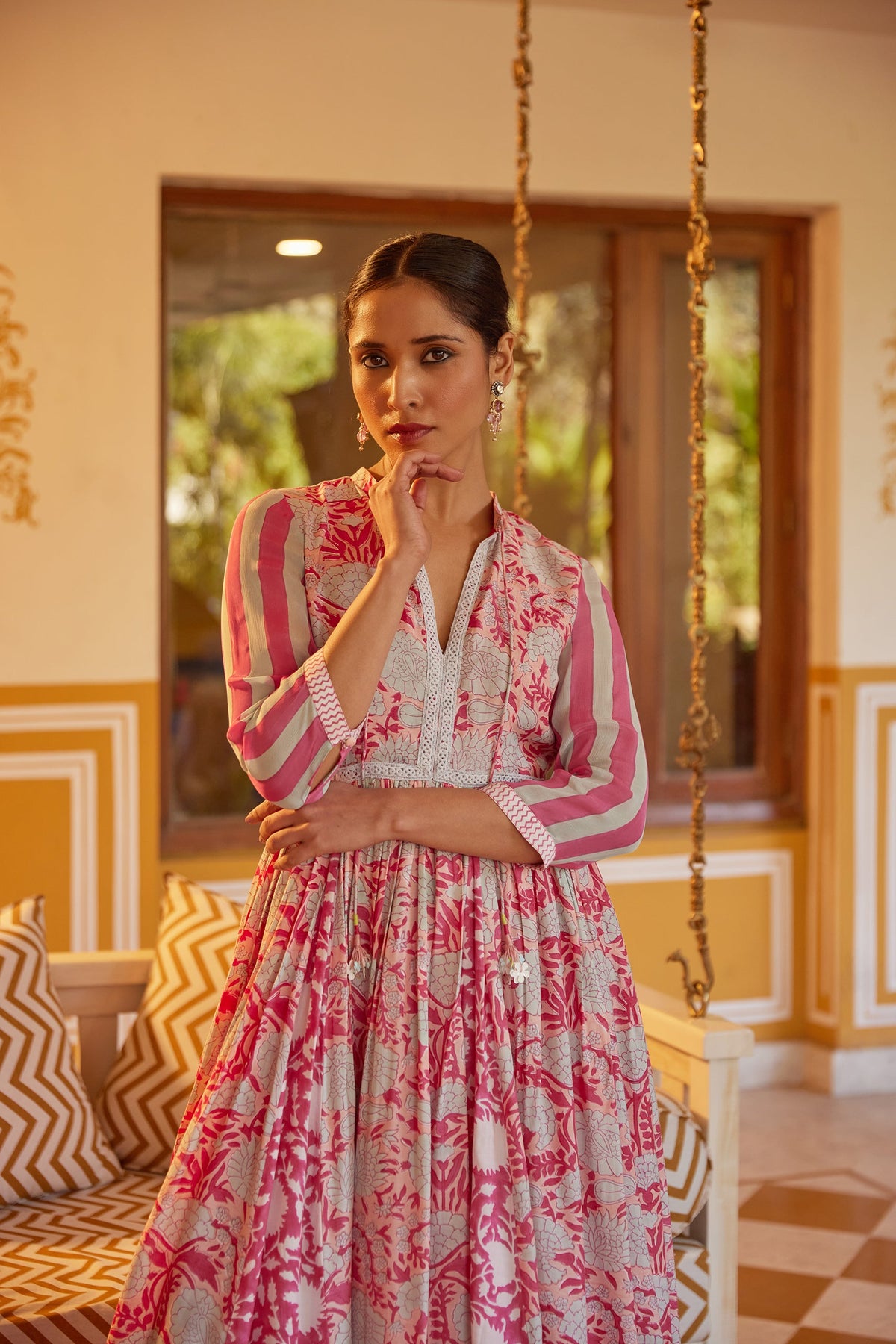 Pink Floral Maxi Dress by Kapraaha - view 3